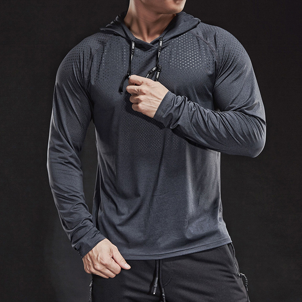 Reemelody™ Men's Long Sleeve Hooded Quick Dry Sports Sweatshirt
