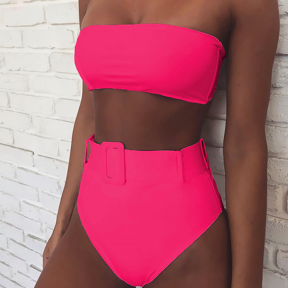 Reemelody™ High waisted slit swimsuit with tube top