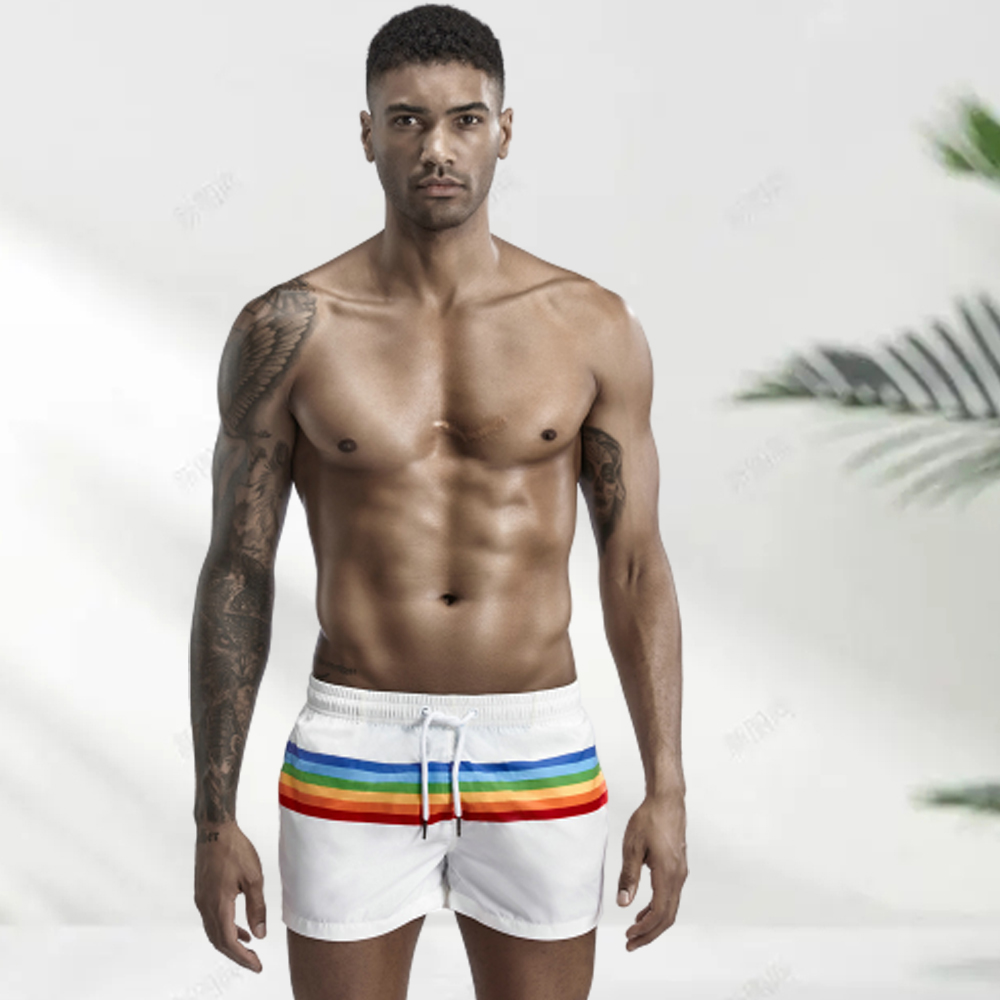 Reemelody™ Men's sports beach shorts with rainbow print