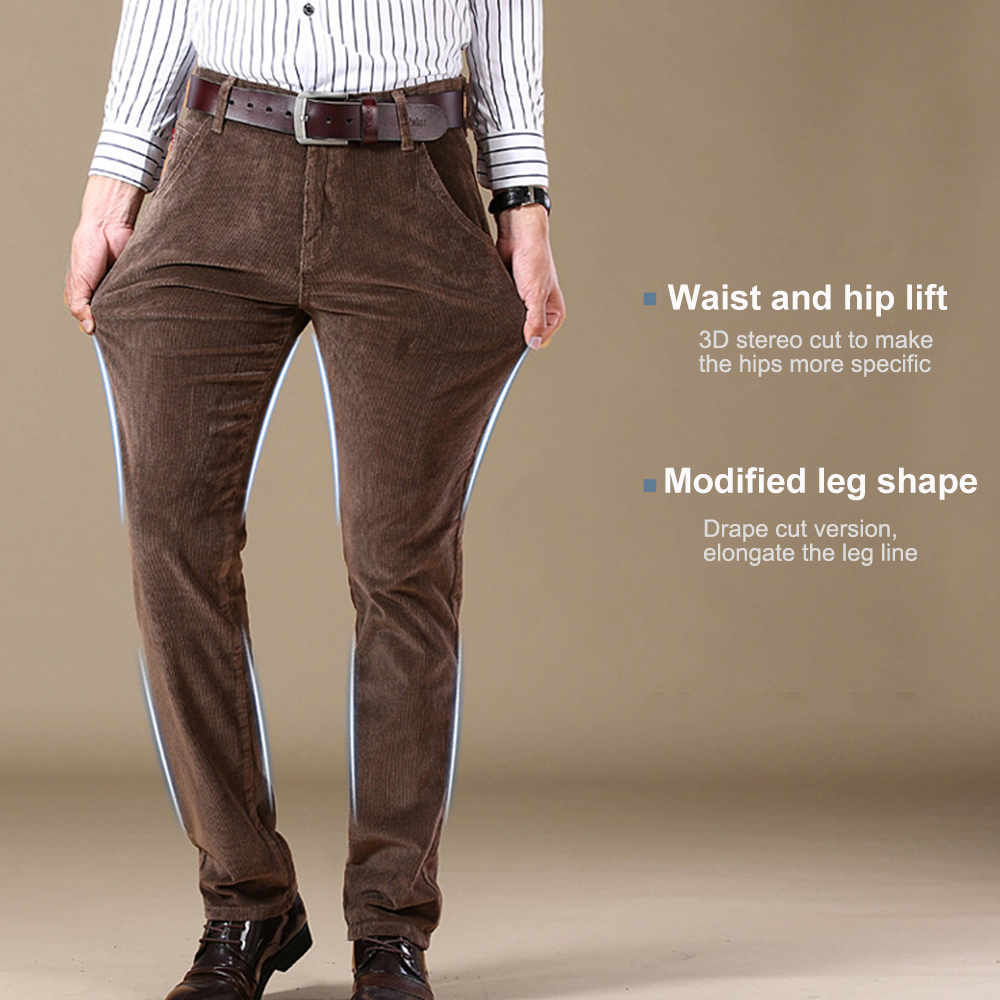 Reemelody New Men's Fashion Slim Fit Corduroy Pants
