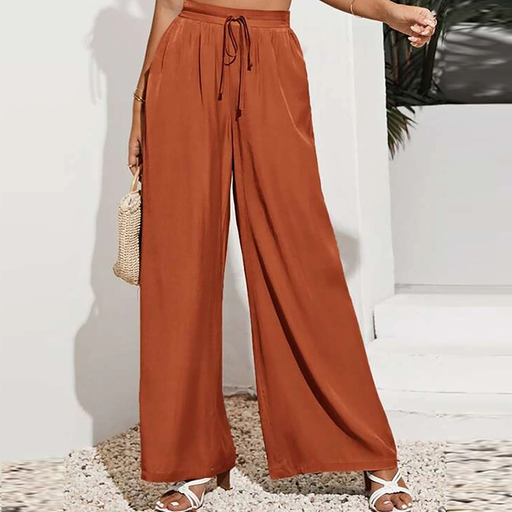 Reemelody™ Women's solid color wide leg trousers with a high waist