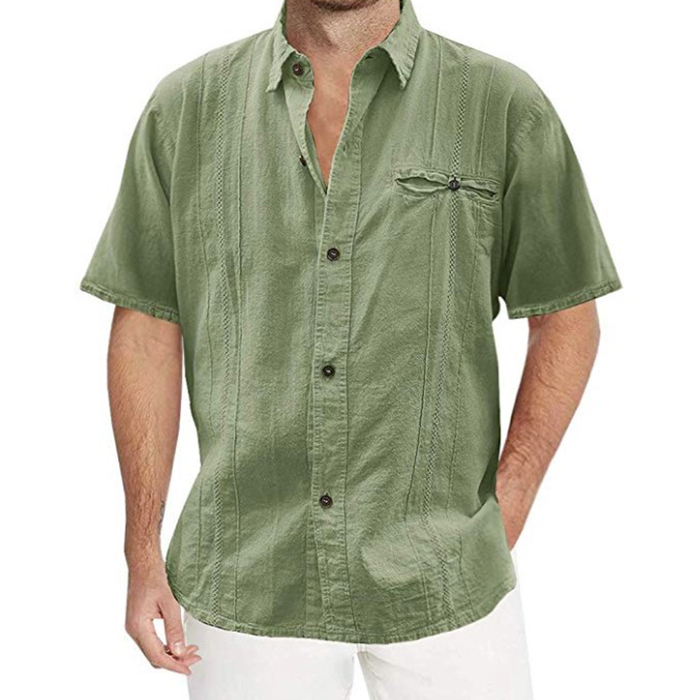 Reemelody™ Men's short-sleeved shirt in solid color linen