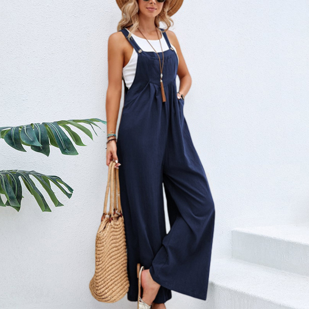 Reemelody 2023 summer new solid color casual overalls women