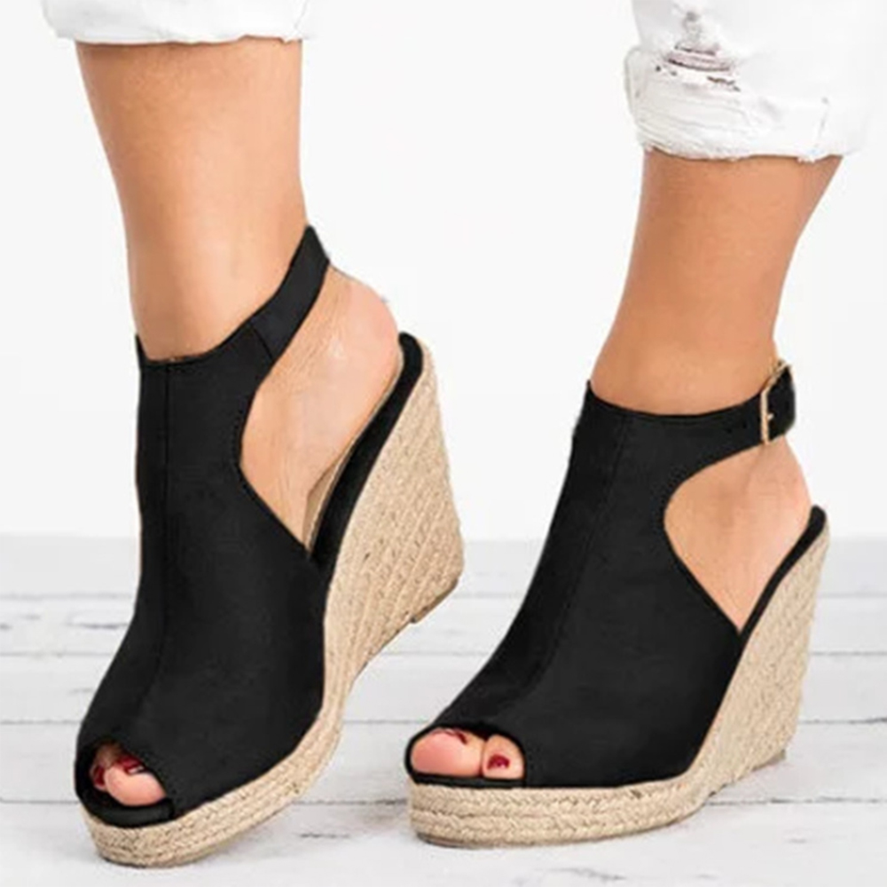 Reemelody 2023 Fashion Casual Suede Buckle Thick Heel Sandals
