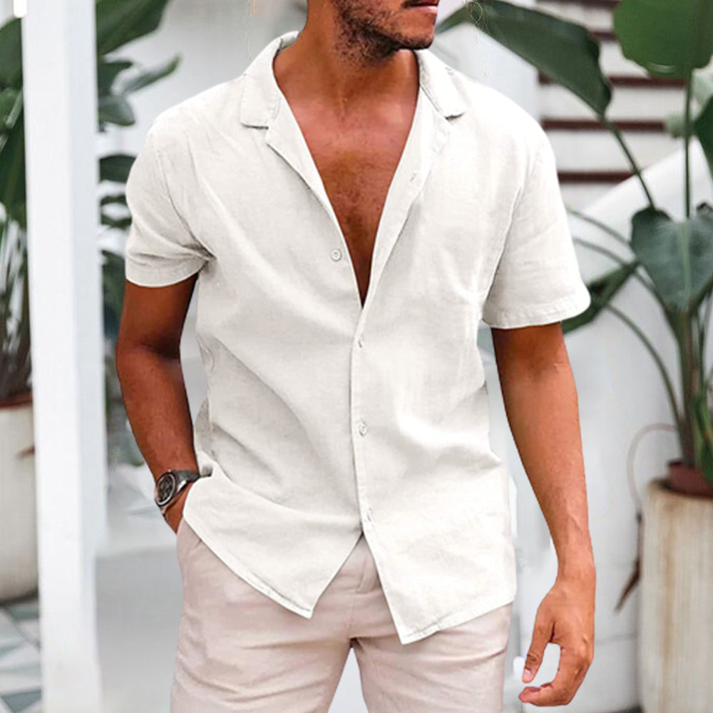 Reemelody Short-sleeved shirt in breathable linen for men