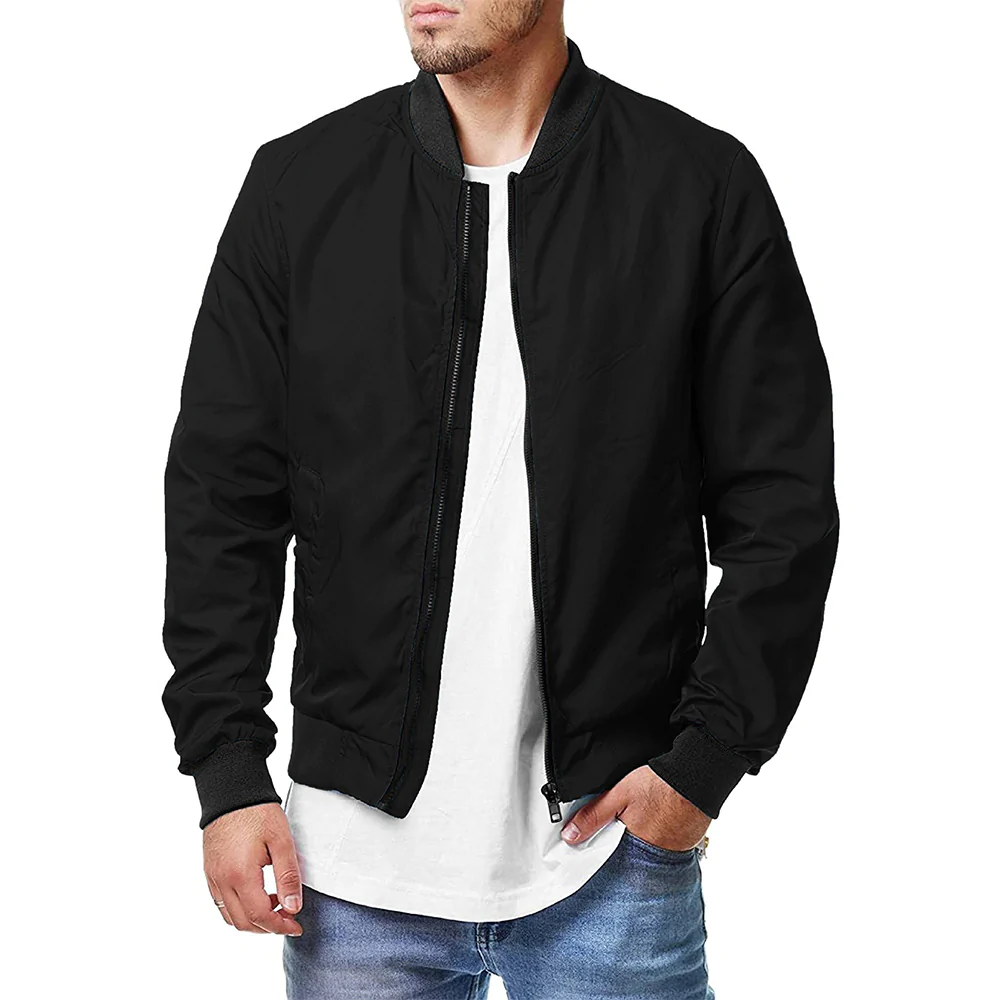 Reemelody Solid color men's bomber jacket