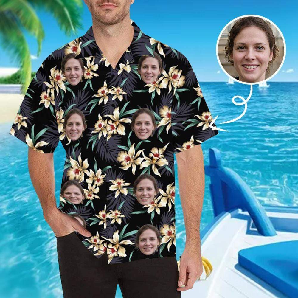 Custom Image Hawaiian Shirt with Photo Lily Flowers Unisex & Teenage Create Your Own Hawaiian Shirt