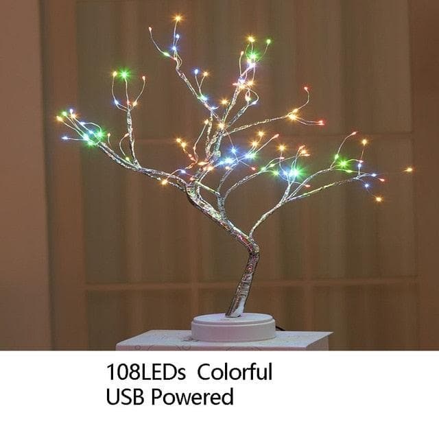 Night Light Home Decoration Bonsai Style Party Cherry Tree Shape LED Light DIY Firework Christmas Gift Plants Switch Copper - kfst.inc