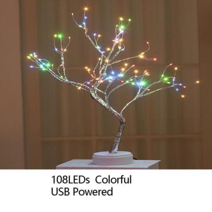 Night Light Home Decoration Bonsai Style Party Cherry Tree Shape LED Light DIY Firework Christmas Gift Plants Switch Copper - kfst.inc