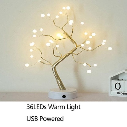 Night Light Home Decoration Bonsai Style Party Cherry Tree Shape LED Light DIY Firework Christmas Gift Plants Switch Copper - kfst.inc