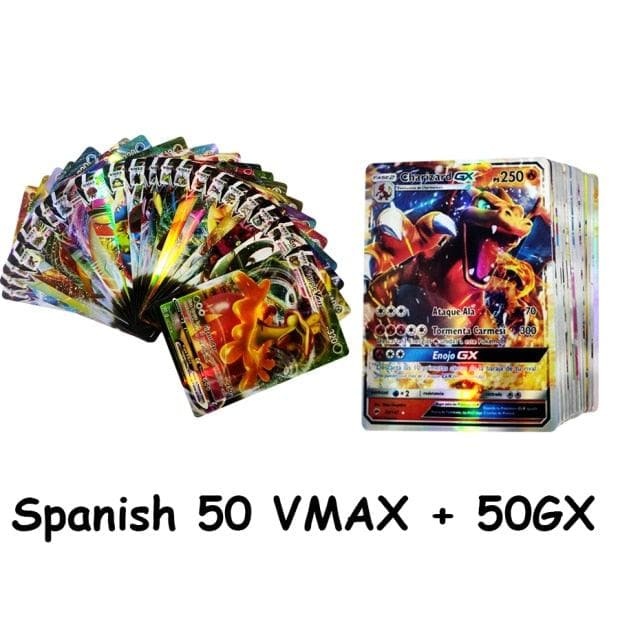 New Pokemon Cards in Spanish TAG TEAM GX VMAX V  Trainer Energy Shining Cards Game Castellano Español Children Toy - kfst.inc