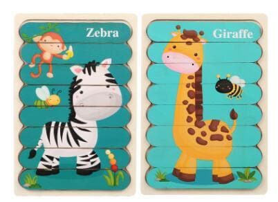 Double Sided Strip 3D Puzzles Baby Toy Wooden Montessori Materials Educational Toys For Children Large Bricks Kids Learning Toys - kfst.inc
