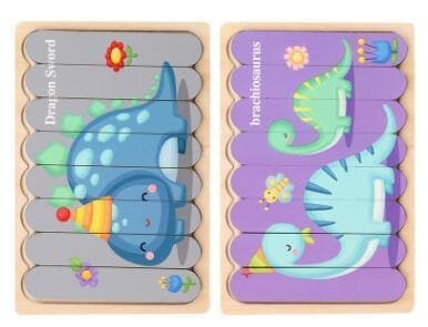 Double Sided Strip 3D Puzzles Baby Toy Wooden Montessori Materials Educational Toys For Children Large Bricks Kids Learning Toys - kfst.inc
