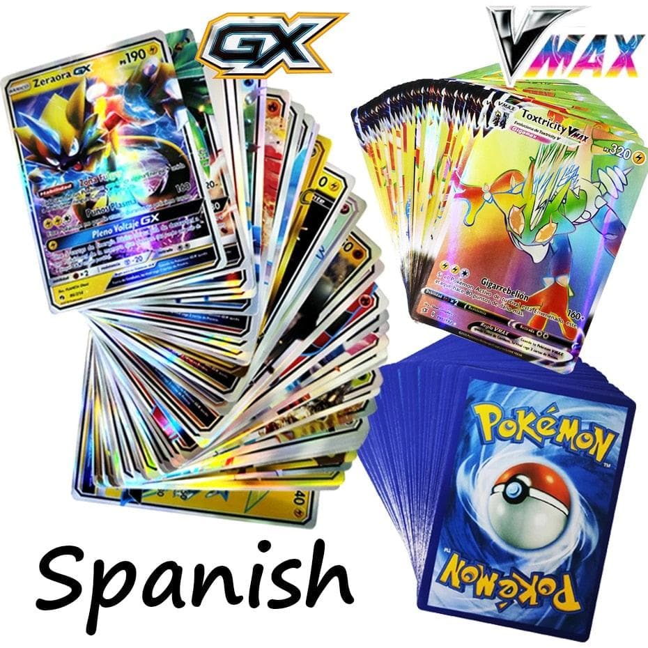 New Pokemon Cards in Spanish TAG TEAM GX VMAX V  Trainer Energy Shining Cards Game Castellano Español Children Toy - kfst.inc