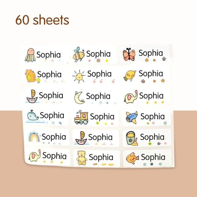 Name Tag Sticker Customize Stickers Waterproof Personalized Labels Children School Stationery Water Bottle Pencil dinosau - kfst.inc