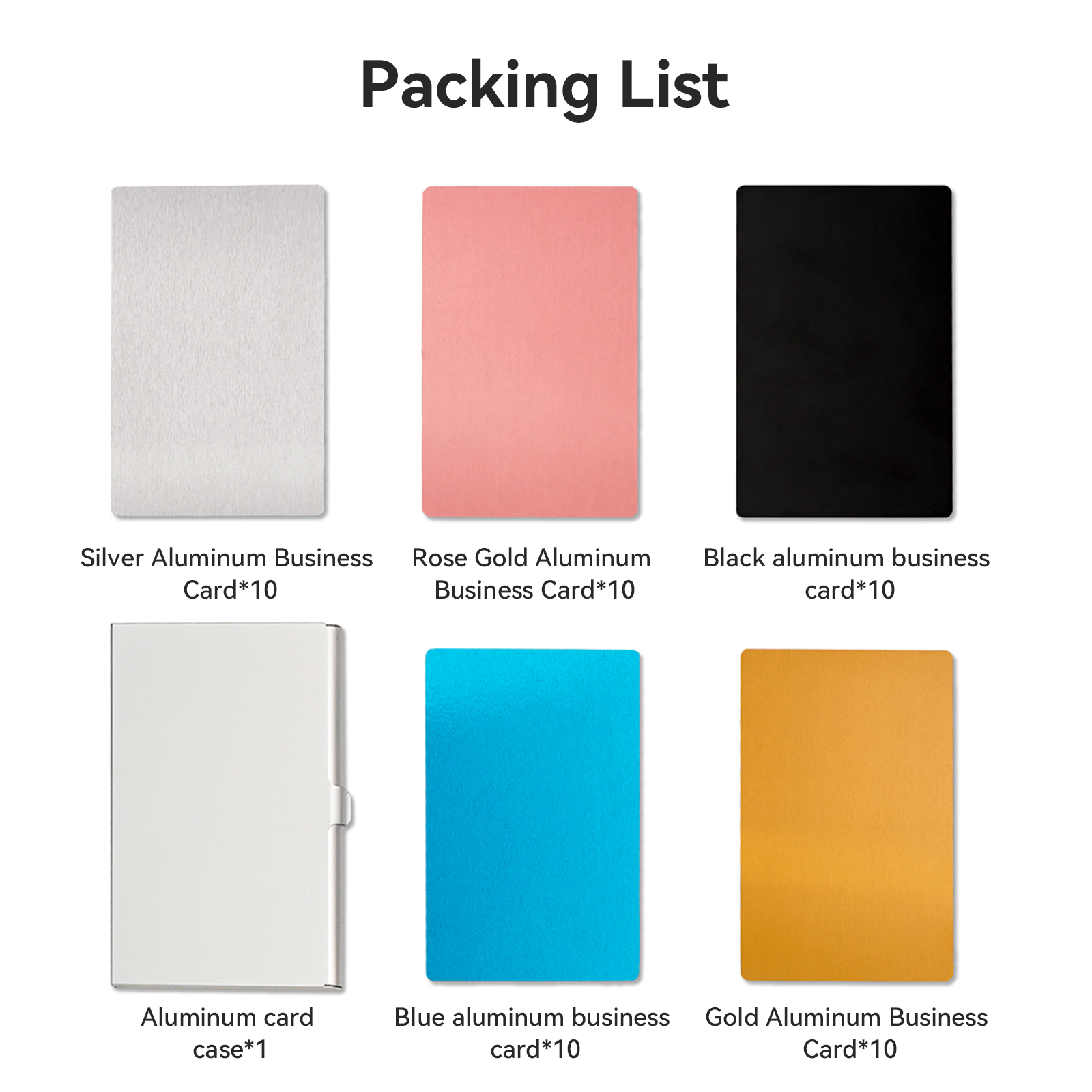 Multicolor Aluminum Business Cards and Card Holder