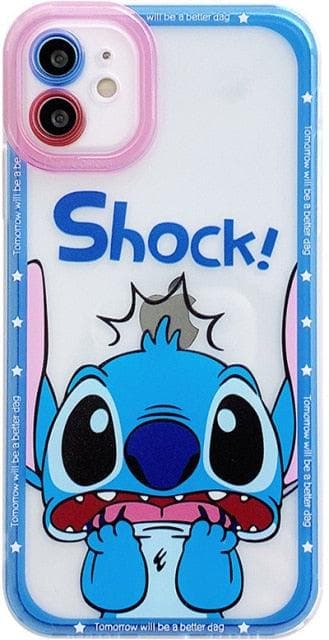 Transparent TPU Cute Disney Stitch Phone Case for iPhone 12 13 Pro Max 11 XS Max XR Colorful Lens Protective Cover Kawaii - kfst.inc