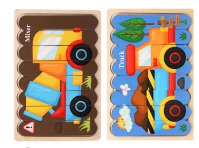 Double Sided Strip 3D Puzzles Baby Toy Wooden Montessori Materials Educational Toys For Children Large Bricks Kids Learning Toys - kfst.inc