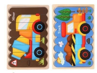 Double Sided Strip 3D Puzzles Baby Toy Wooden Montessori Materials Educational Toys For Children Large Bricks Kids Learning Toys - kfst.inc