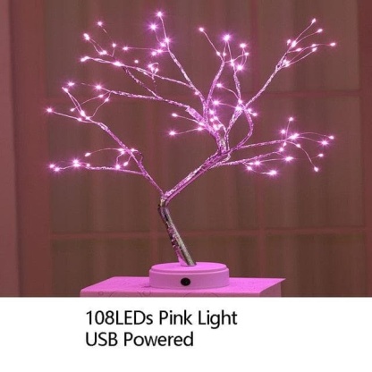 Night Light Home Decoration Bonsai Style Party Cherry Tree Shape LED Light DIY Firework Christmas Gift Plants Switch Copper - kfst.inc