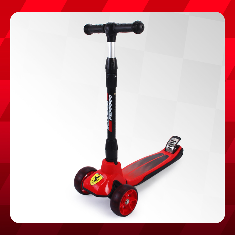 FERRARI FXK58 FOLDABLE TWIST SCOOTER FOR KIDS WITH ADJUSTABLE HEIGHT, LED LIGHTS (MEDIUM), AGED 3 to 10