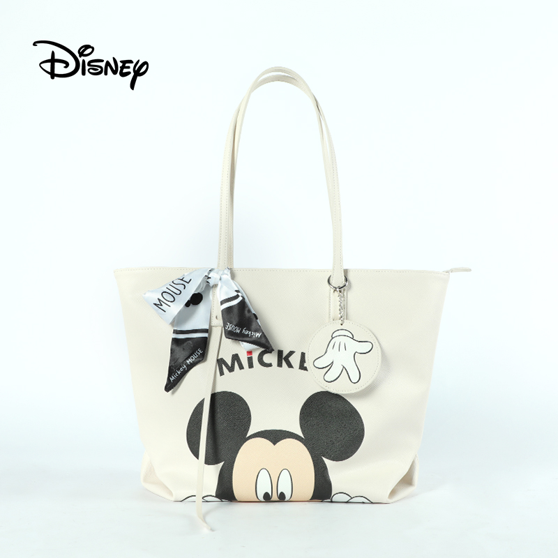 Disney Mickey & Daisy Larger Capacity Shoulder Bag Handbag with Ribbon and Portable Makeup Mirror