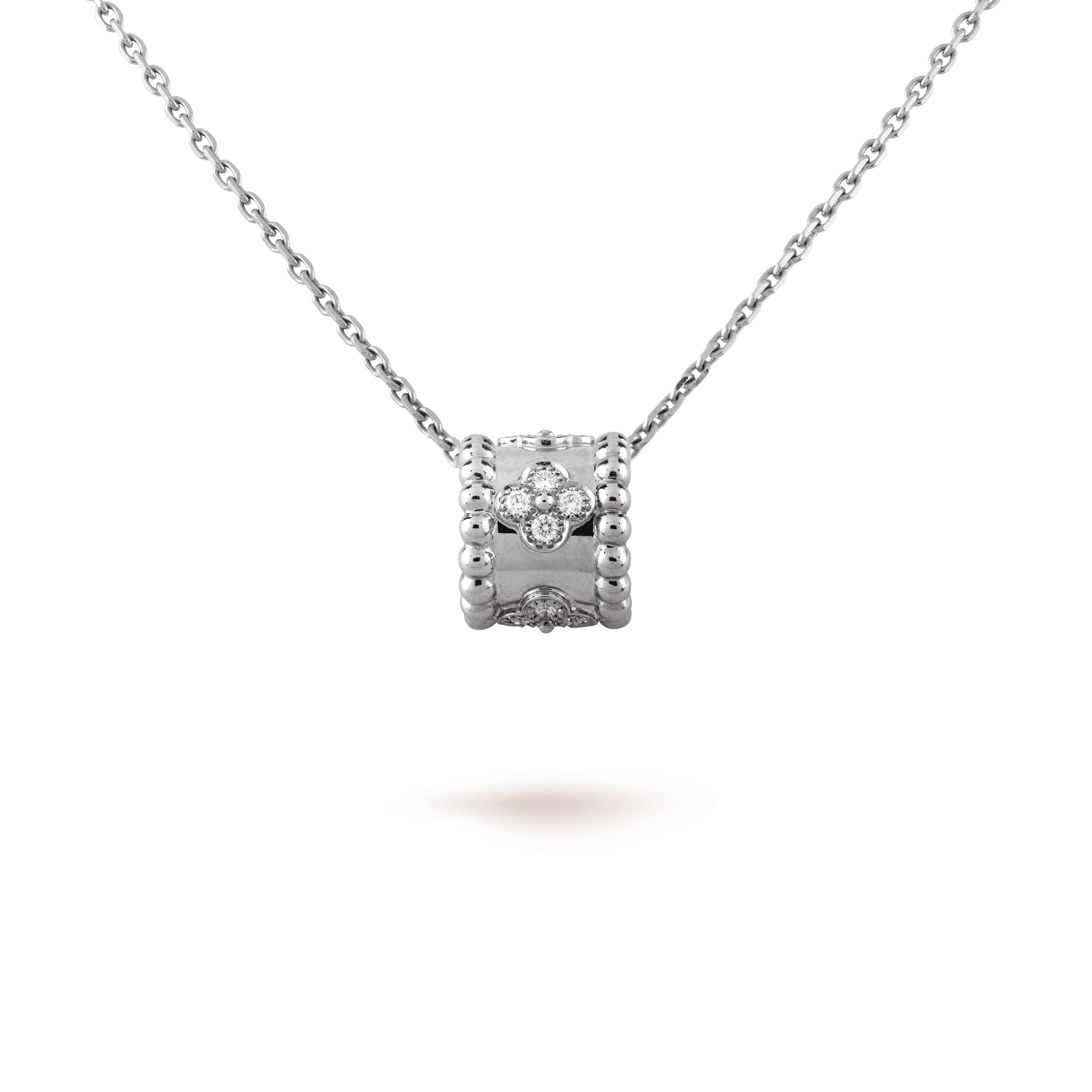 ペルレ クローバー ペンダント, ホワイトゴールド, ダイヤモンド: 16 石, 0.19 カラット, Detail, Jewelry Pendent