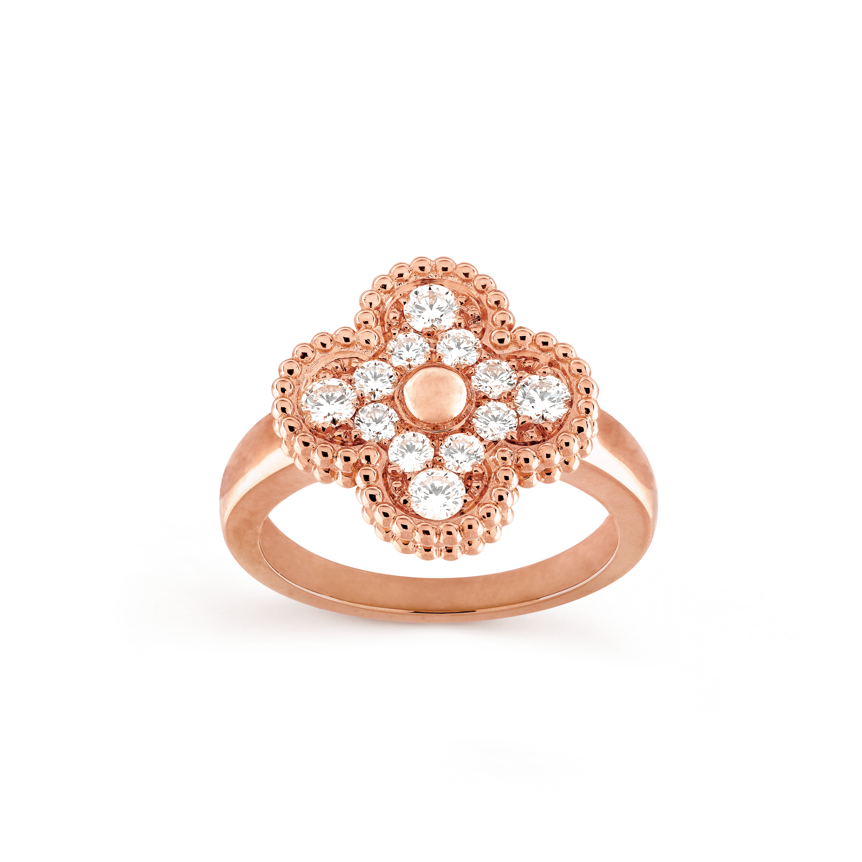 Vintage Alhambra戒指, 玫瑰金, é’»ç³: 12颗, 0.48 克拉, Front, Jewelry Ring