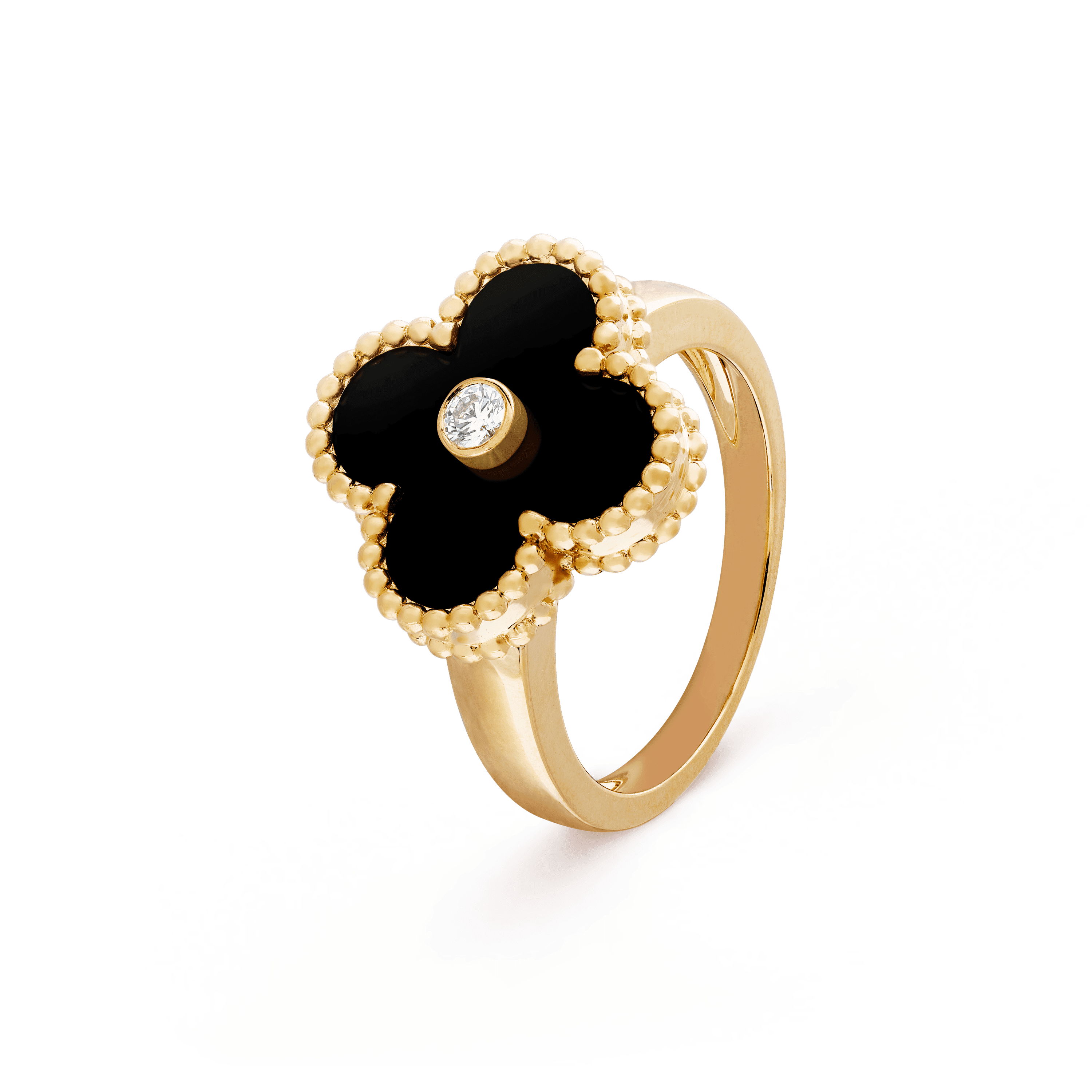 Vintage Alhambra戒指, 黄K金, ç¼çŽç‘: 1 å®ç³, é’»ç³: 1 å®ç³, 0.06 克拉, Three Fourth, Jewelry Ring