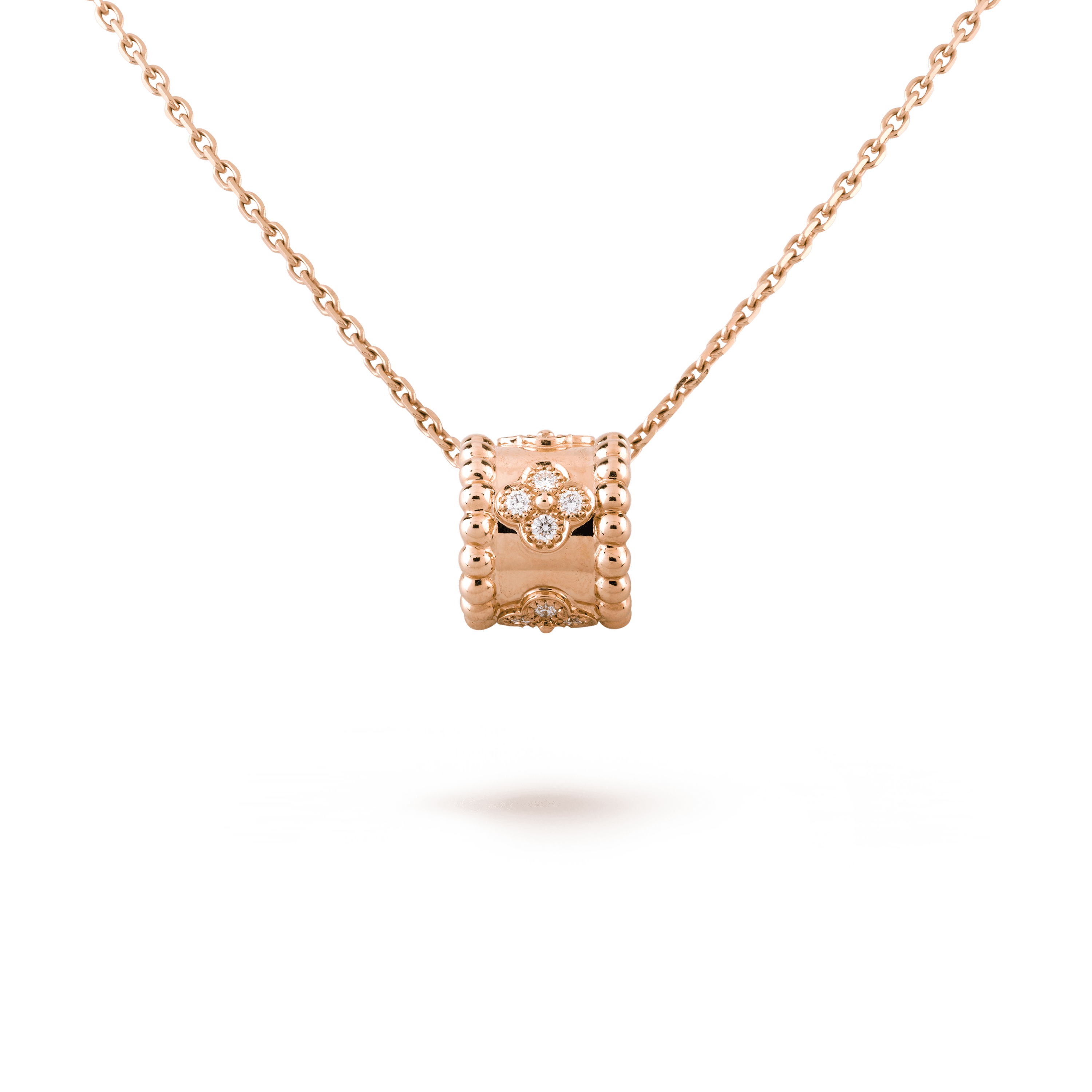 ペルレ クローバー ペンダント, ローズ ゴールド, ダイヤモンド: 16 石, 0.19 カラット, Detail, Jewelry Pendent
