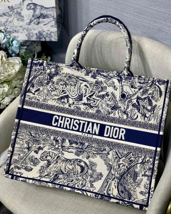 Dior Book Tote M1286 Blue Toile de Jouy Embroidery - Wholesales High  Quality Handbags Store