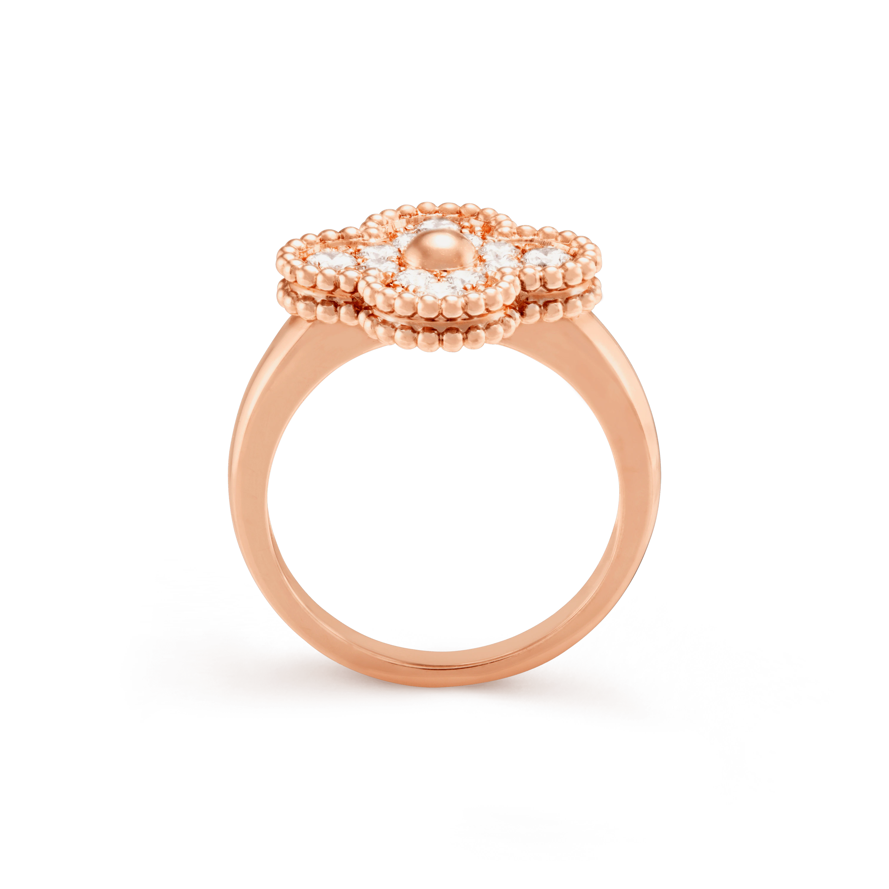 Vintage Alhambra戒指, 玫瑰金, é’»ç³: 12颗, 0.48 克拉, Profile, Jewelry Ring