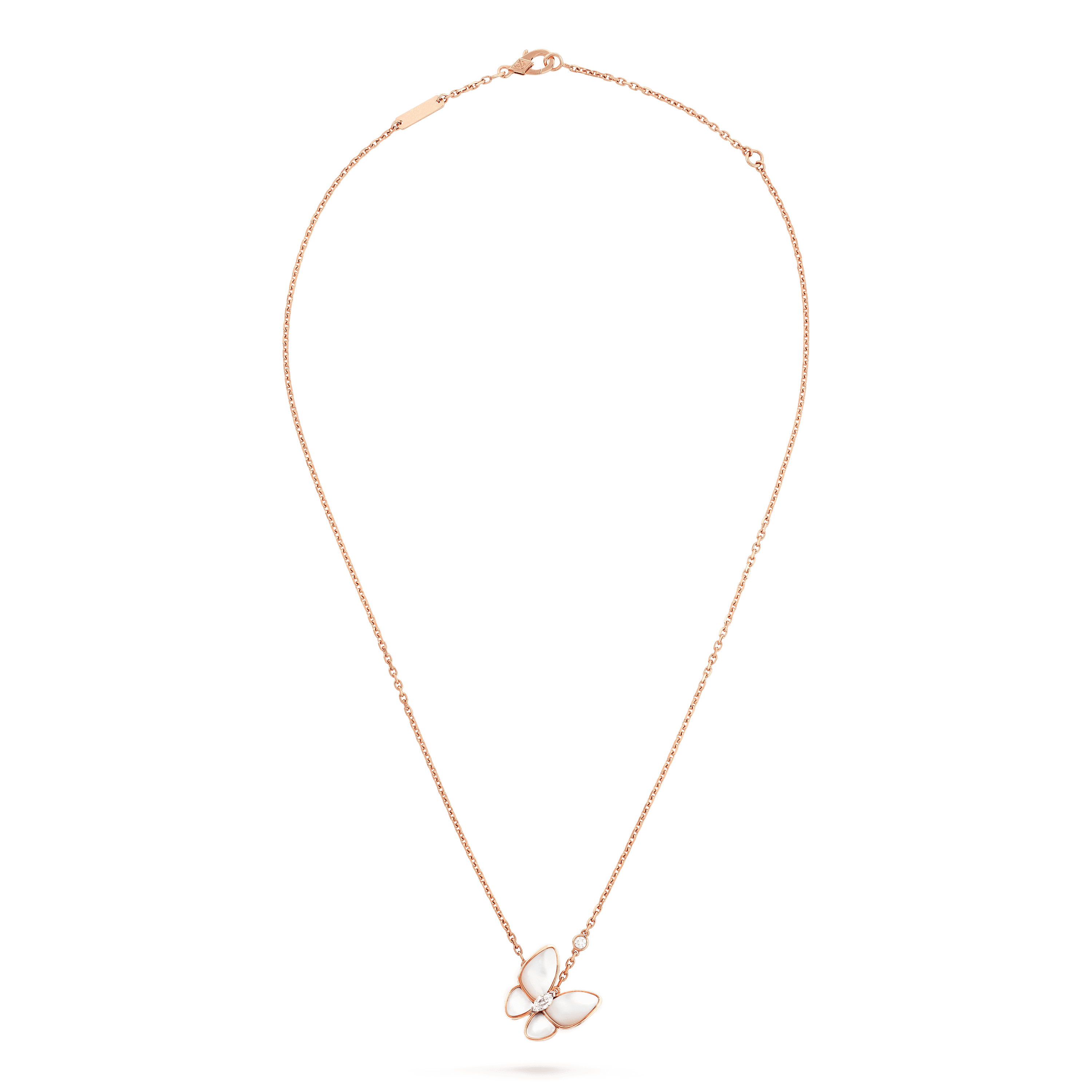 ドゥ パピヨン ペンダント, ローズ ゴールド, ダイヤモンド:  2 石,  0.2 カラット, マザー オブ パール:  4 石, Front, Jewelry Pendent