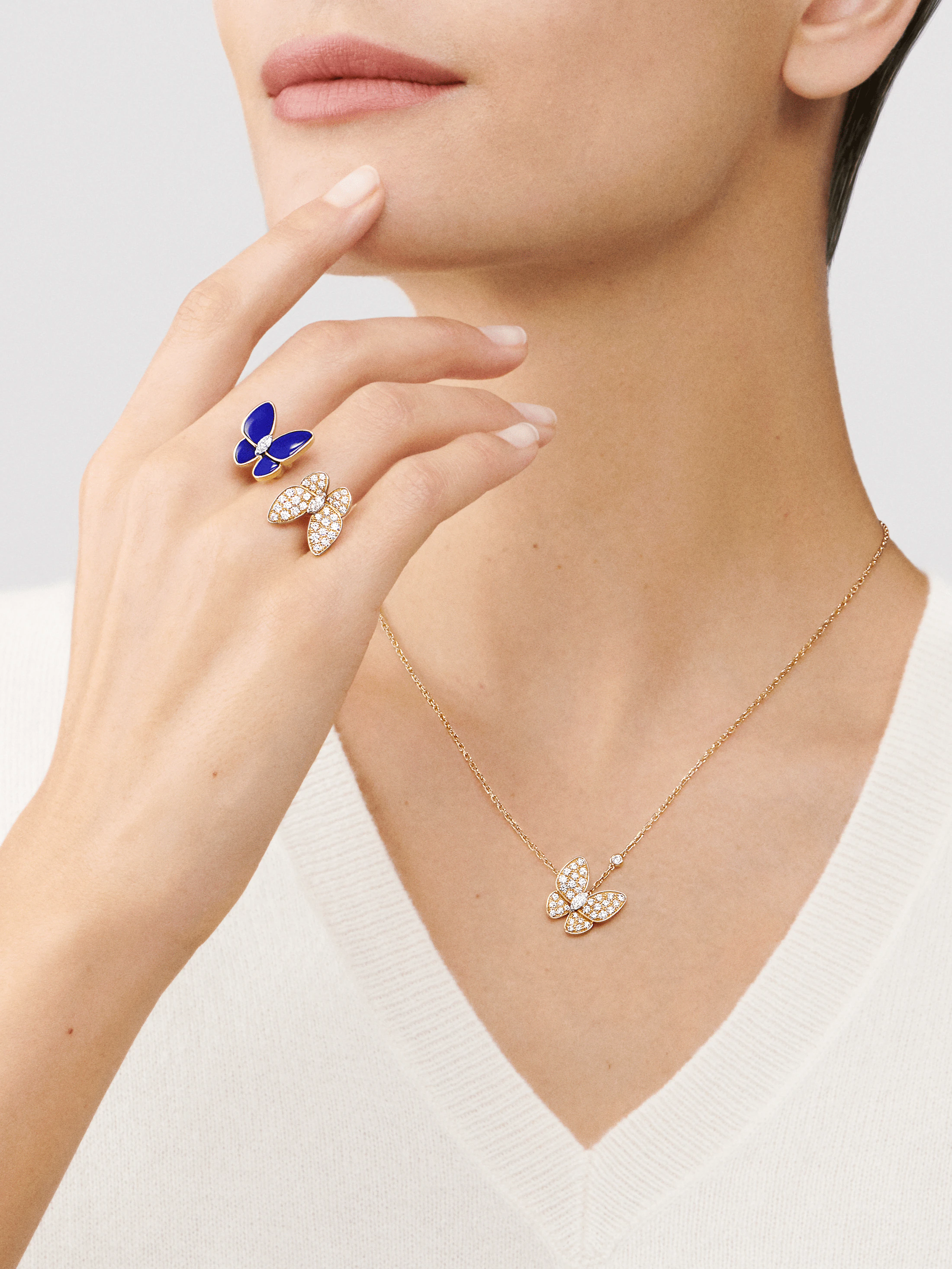 ドゥ パピヨン ペンダント, イエローゴールド, ダイヤモンド: 36 石, 0.88 カラット, Worn Alternative, Jewelry Pendent