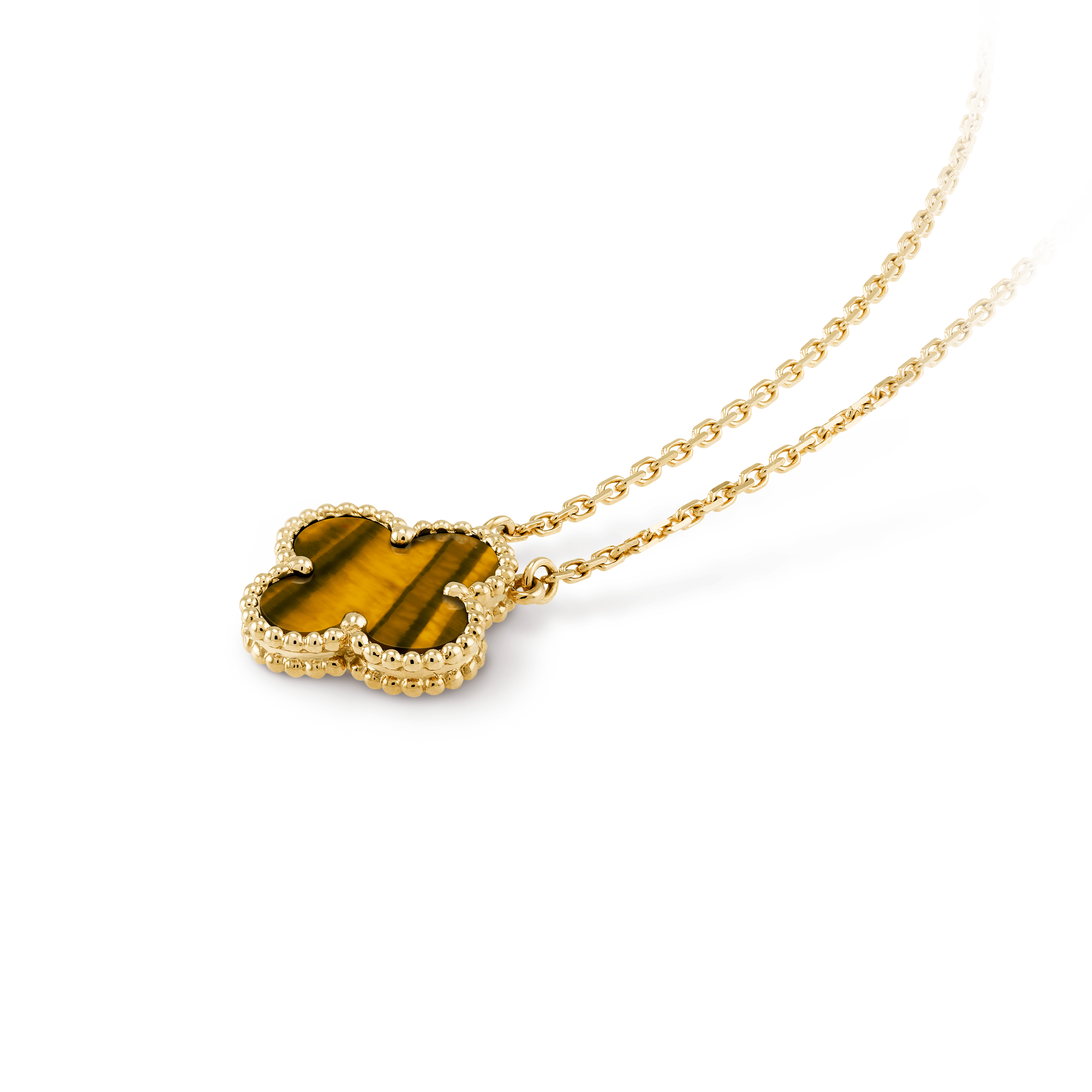 ヴィンテージ アルハンブラ ペンダント, イエローゴールド, タイガーズアイ: 1 石, Three Fourth, Jewelry Pendent