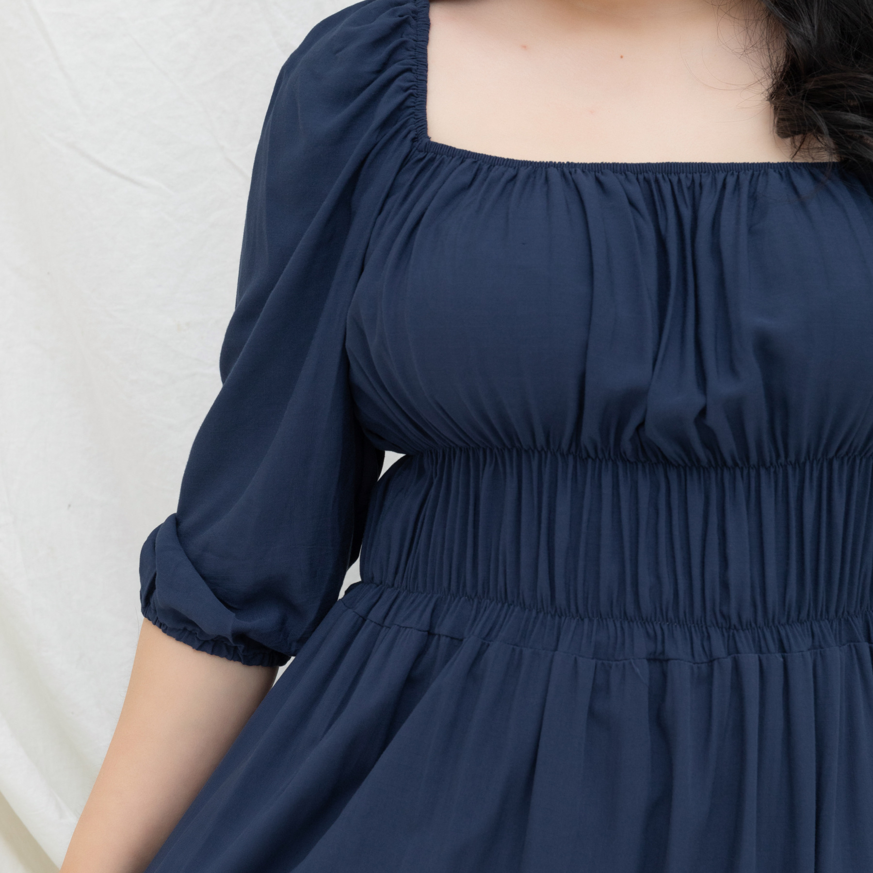 GABRIELLE SYRIA DRESS - NAVY BLUE-Juneoesque-Plus Size Clothing