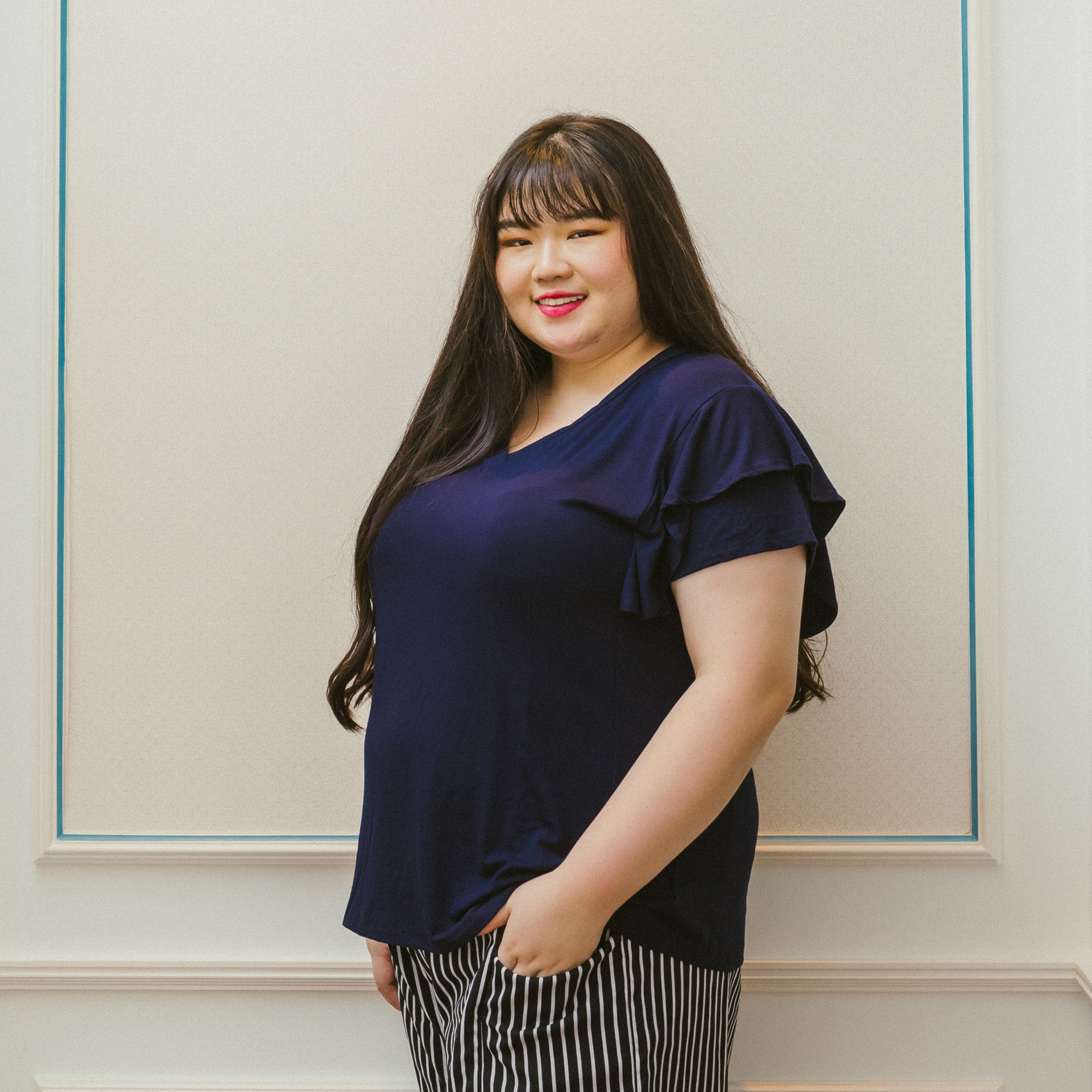 MAXINE LARISSA TOP - NAVY BLUE