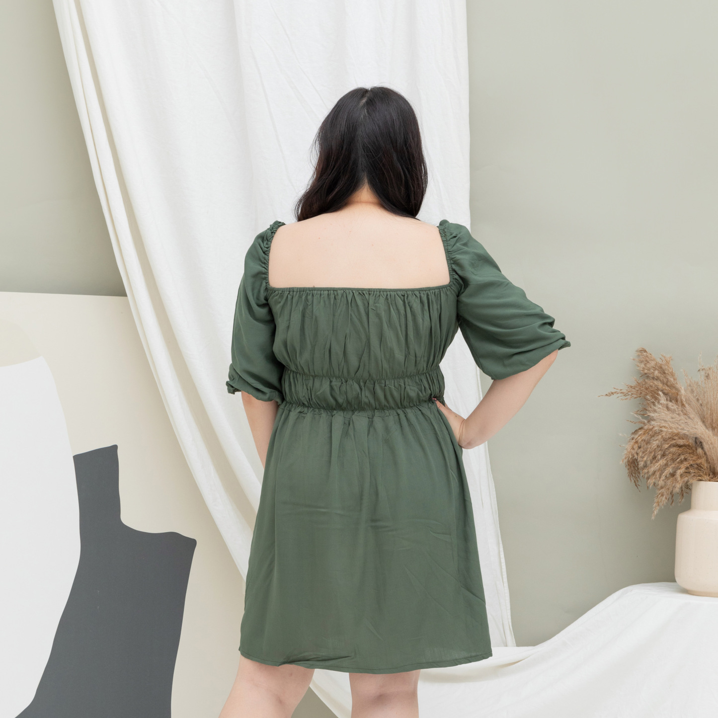GABRIELLE SYRIA DRESS - FOREST GREEN-Juneoesque-Plus Size Clothing