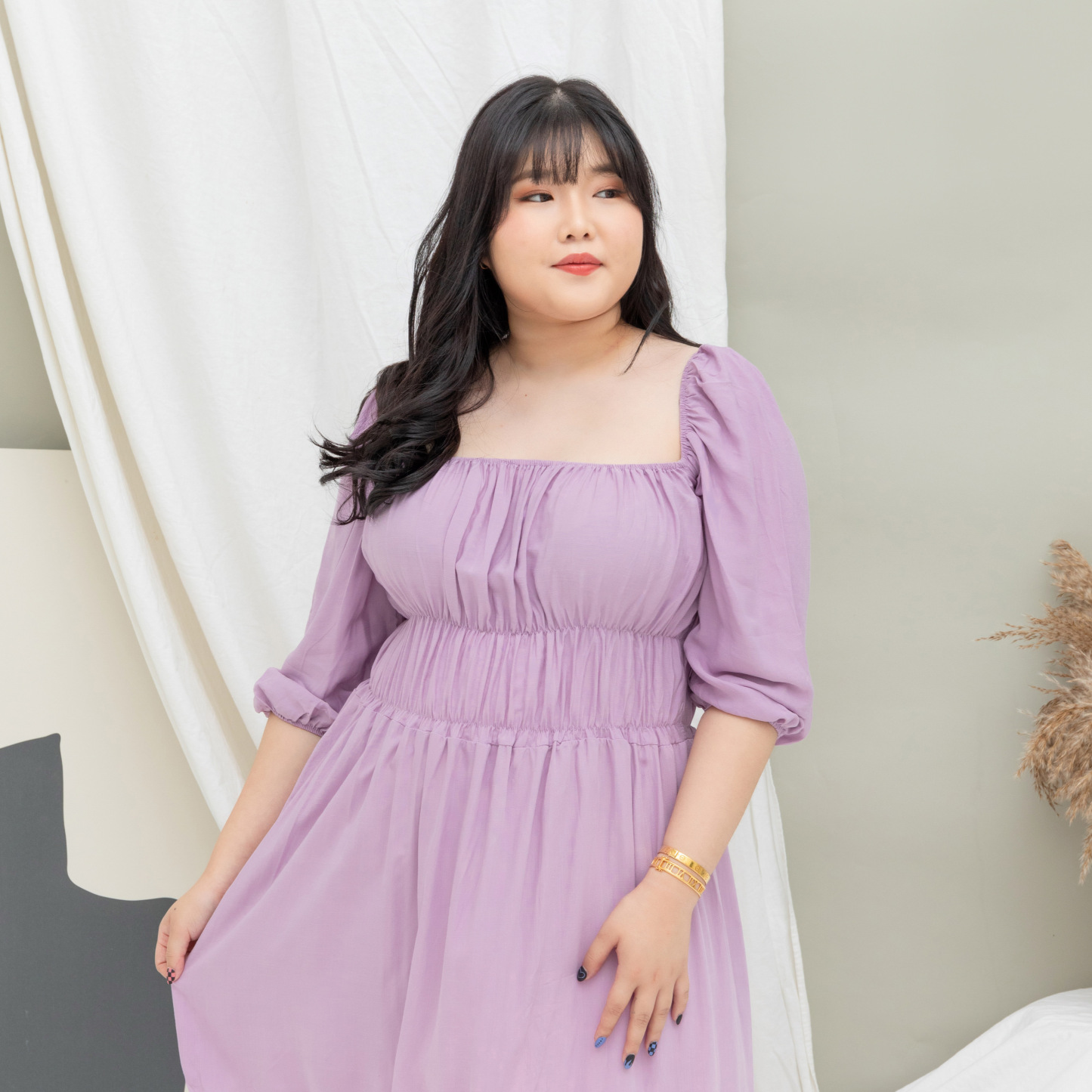GABRIELLE SYRIA DRESS - LILAC-Juneoesque-Plus Size Clothing