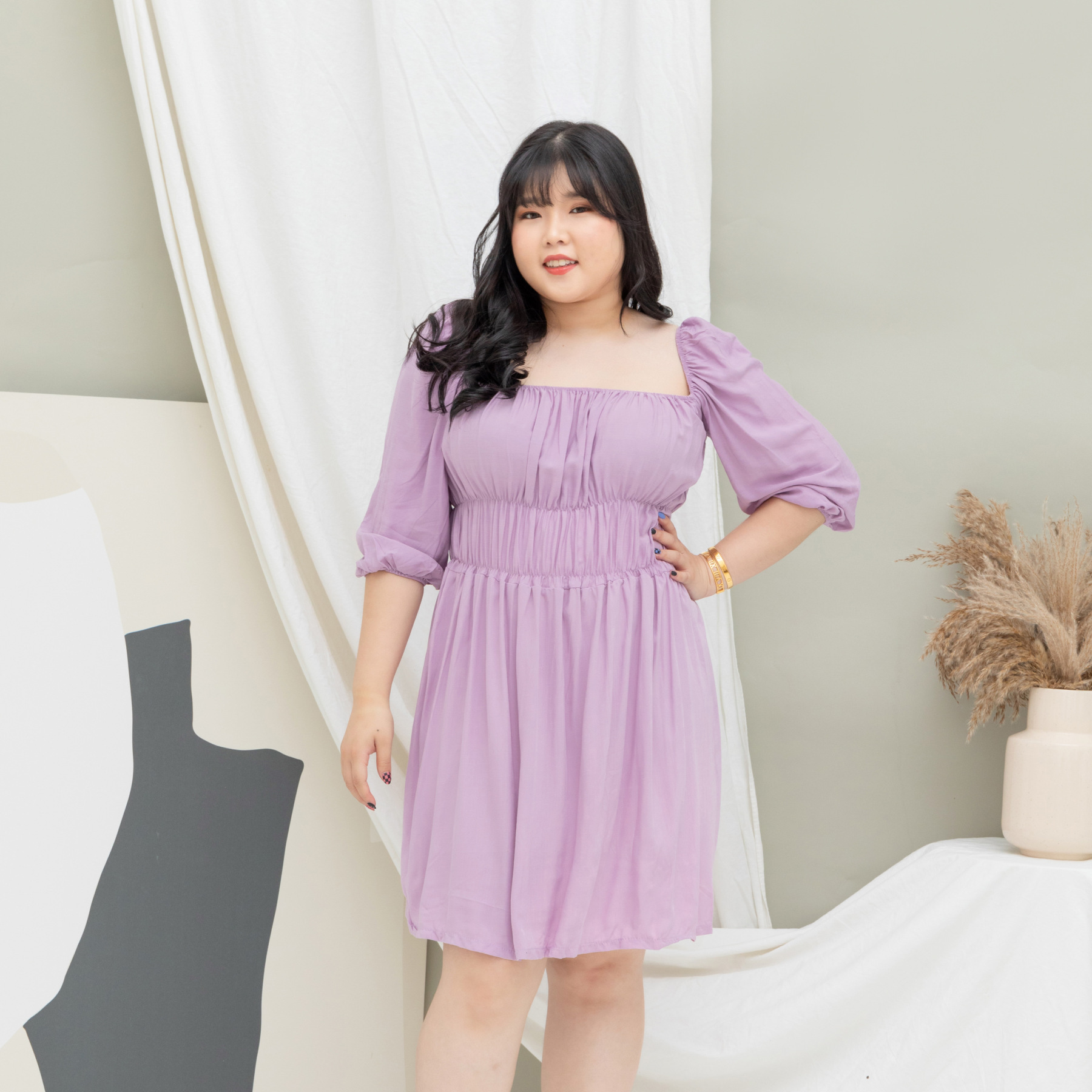 GABRIELLE SYRIA DRESS - LILAC-Juneoesque-Plus Size Clothing
