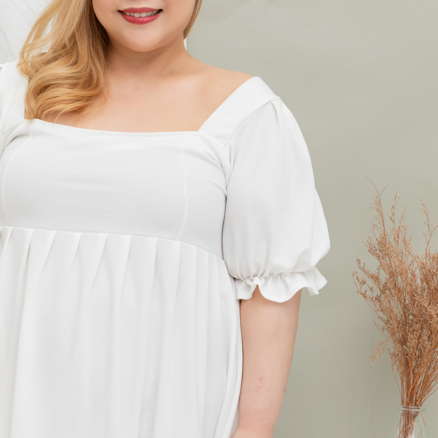 MAYA KATHERINE DRESS - WHITE-Juneoesque-Plus Size Clothing