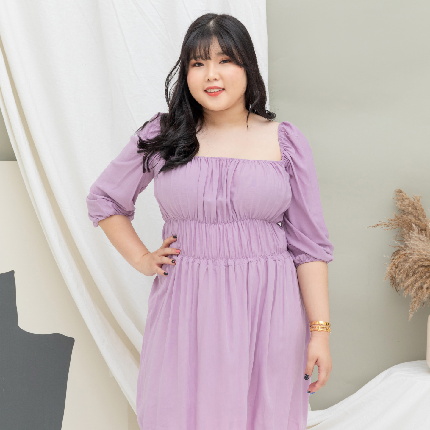 GABRIELLE SYRIA DRESS - LILAC-Juneoesque-Plus Size Clothing