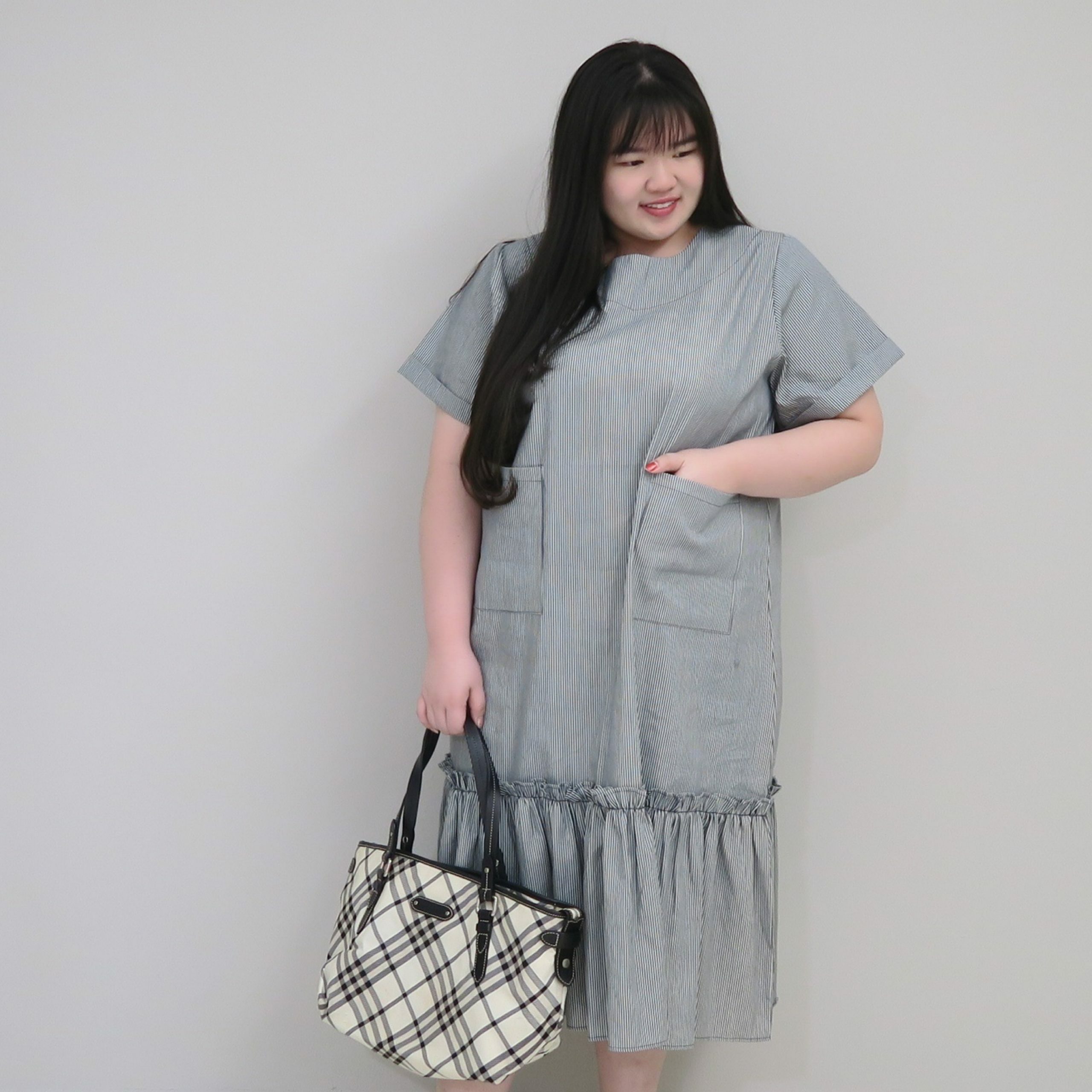 BONNIE PATTY DRESS – GRAY STRIPES