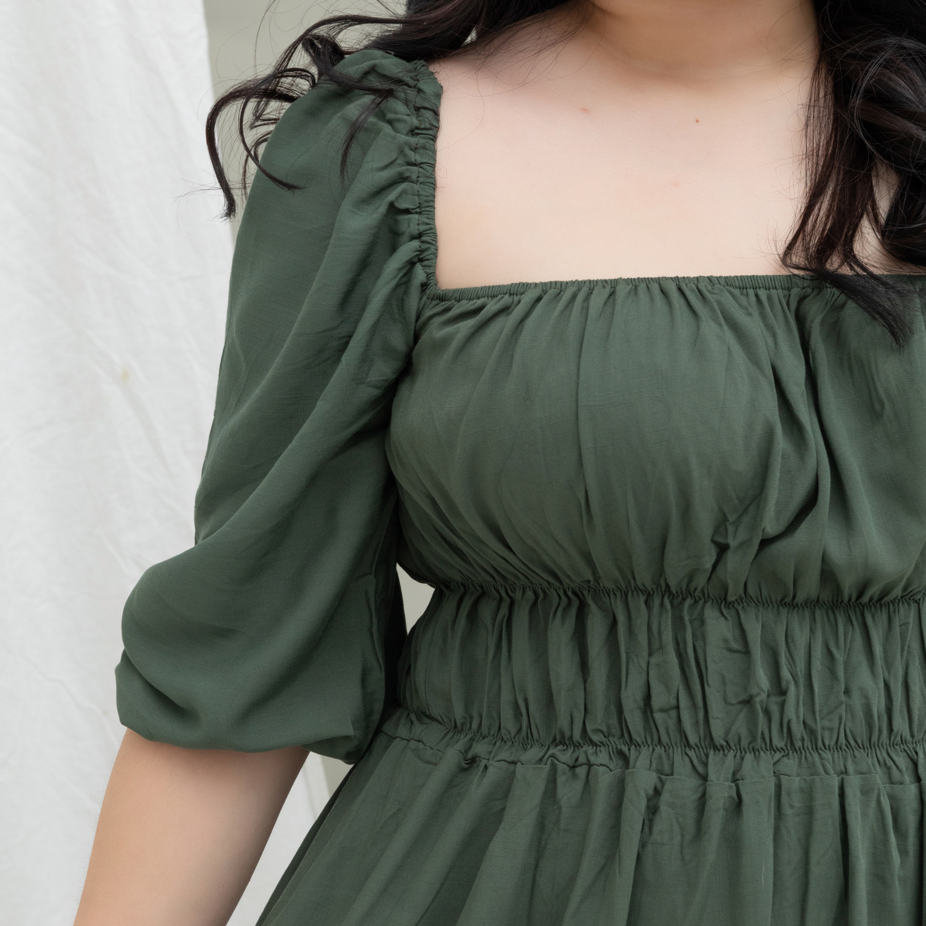 GABRIELLE SYRIA DRESS - FOREST GREEN-Juneoesque-Plus Size Clothing
