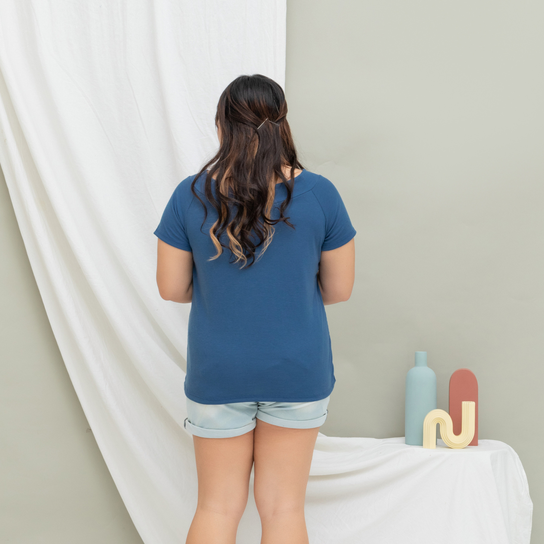 ASHMAR ANGLISS TOP - BLUE-Juneoesque-Plus Size Clothing