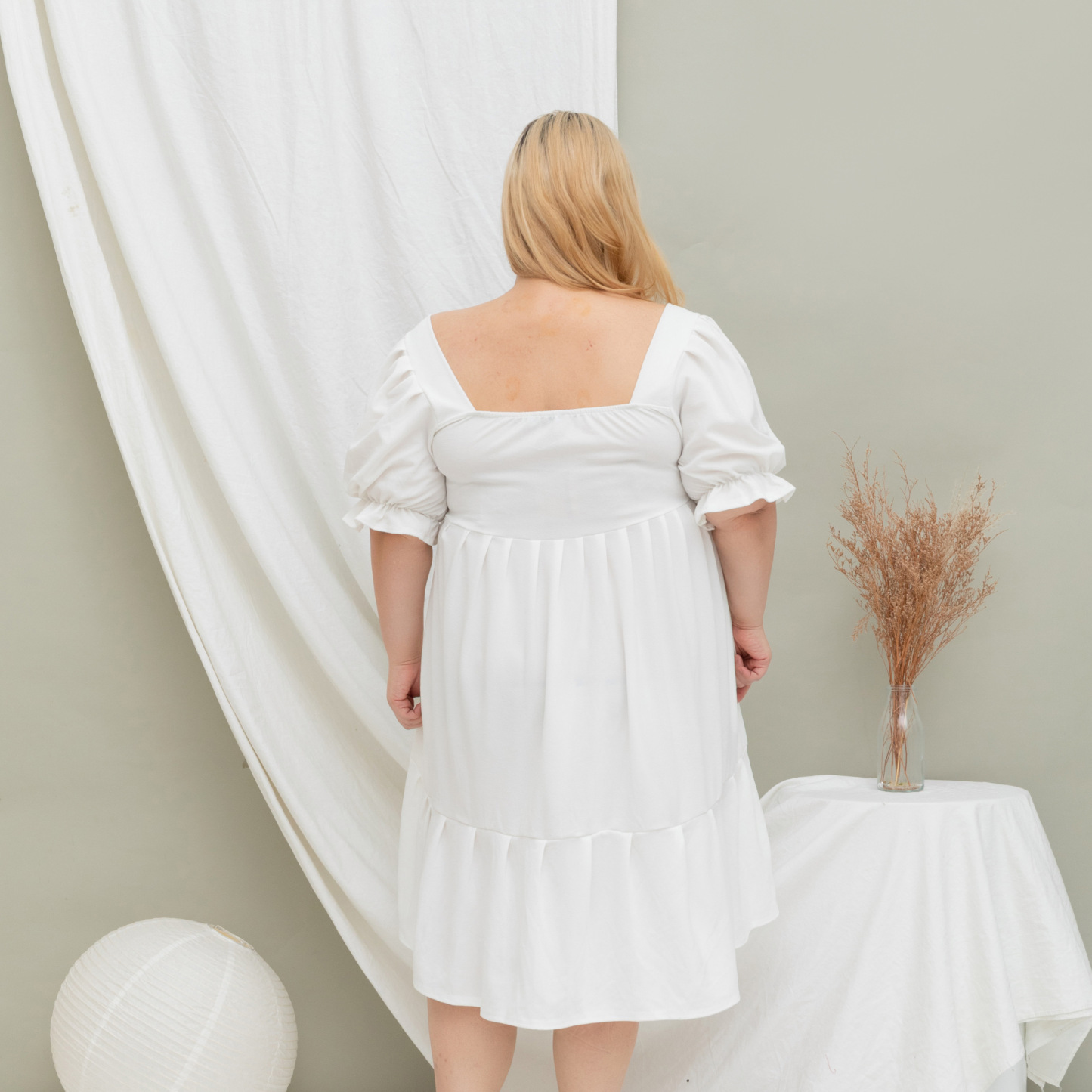 MAYA KATHERINE DRESS - WHITE-Juneoesque-Plus Size Clothing