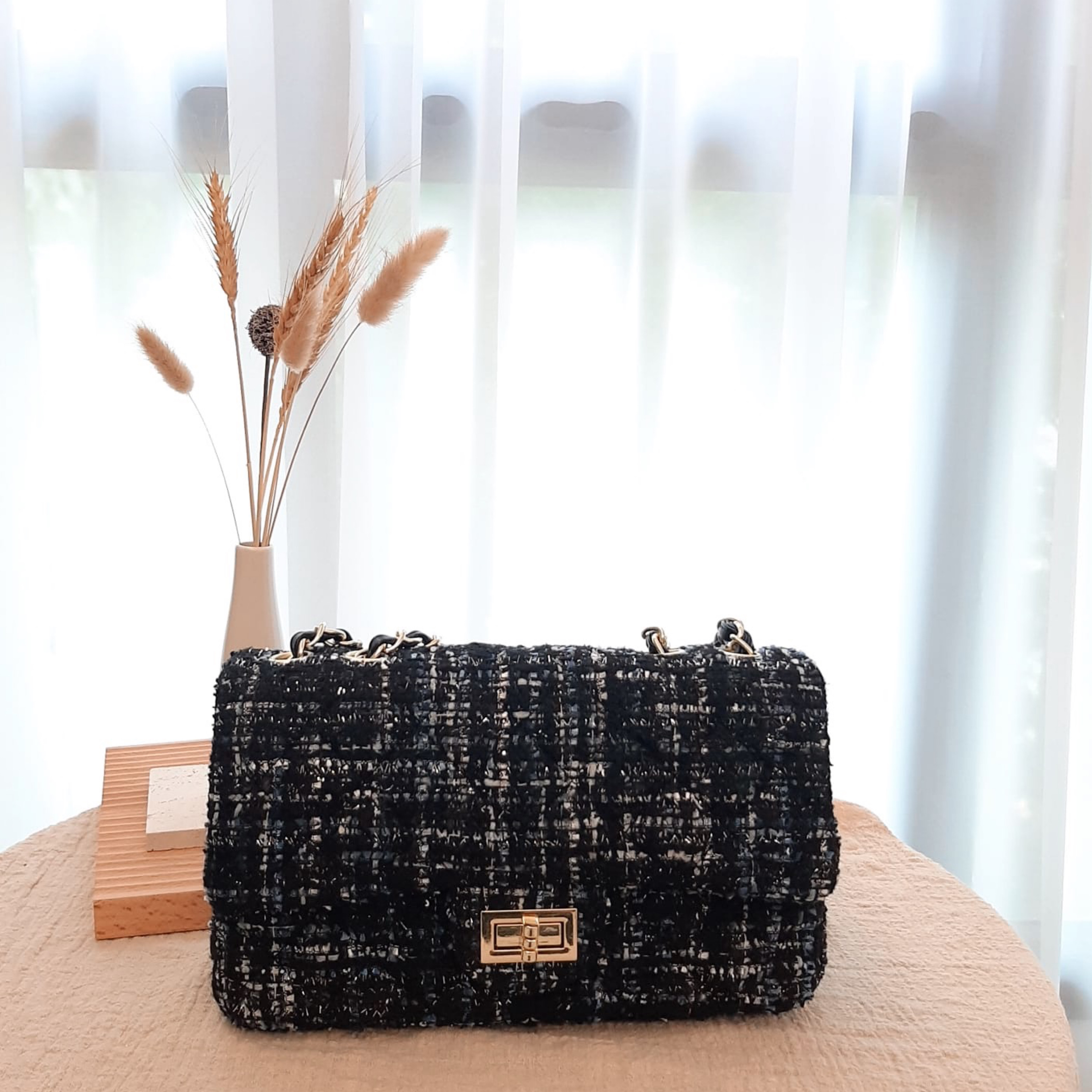 SHIRNELL TWEED BAG - BLACK