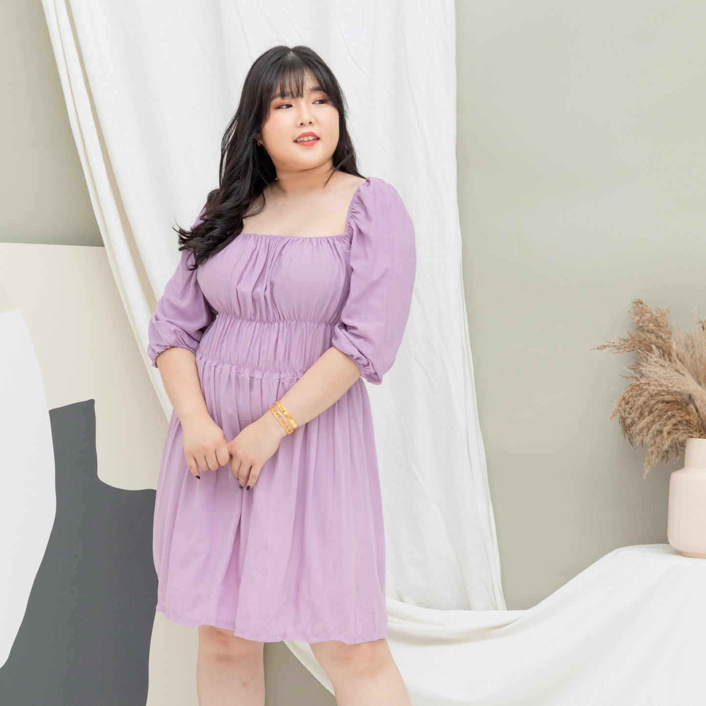 GABRIELLE SYRIA DRESS - LILAC-Juneoesque-Plus Size Clothing