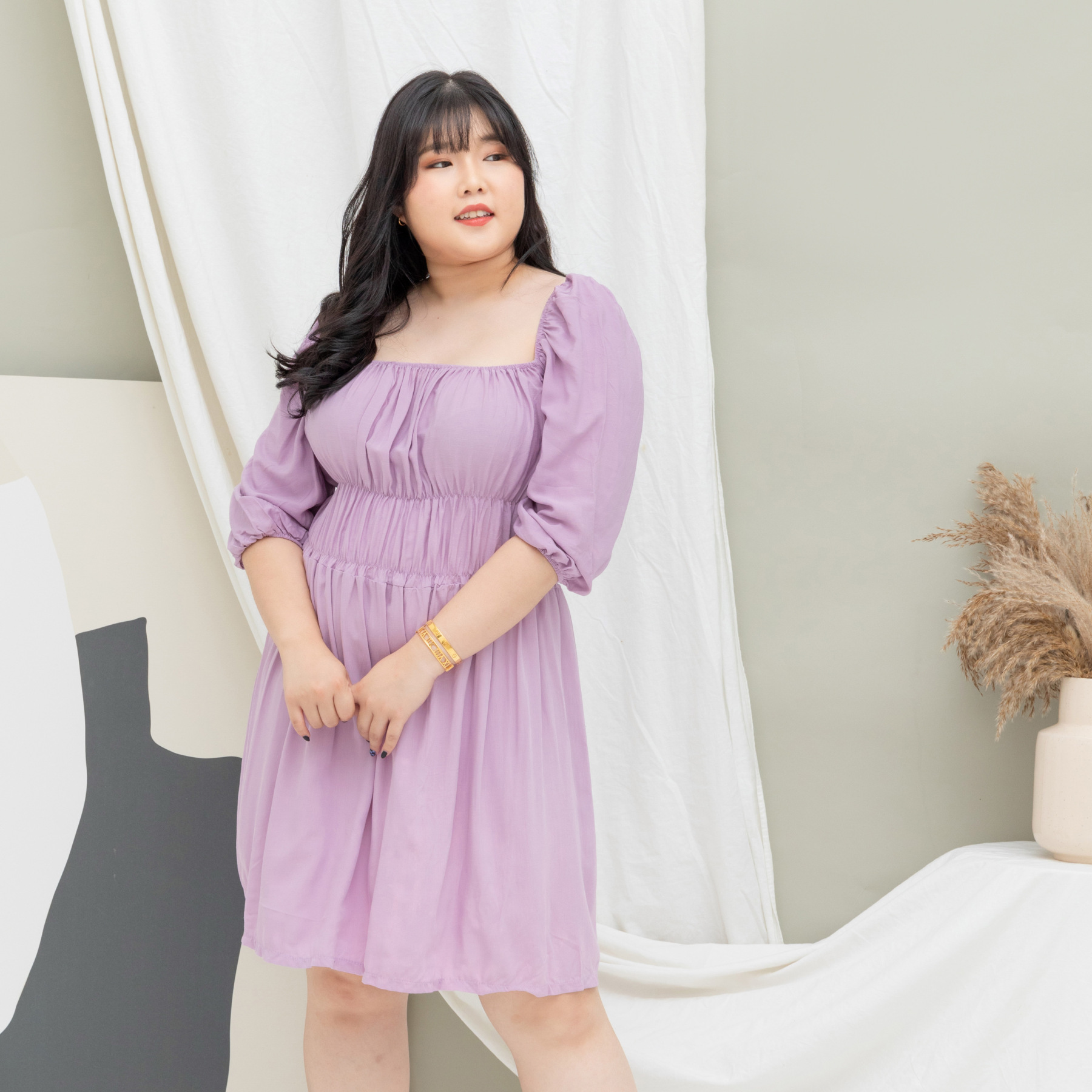 GABRIELLE SYRIA DRESS - LILAC-Juneoesque-Plus Size Clothing