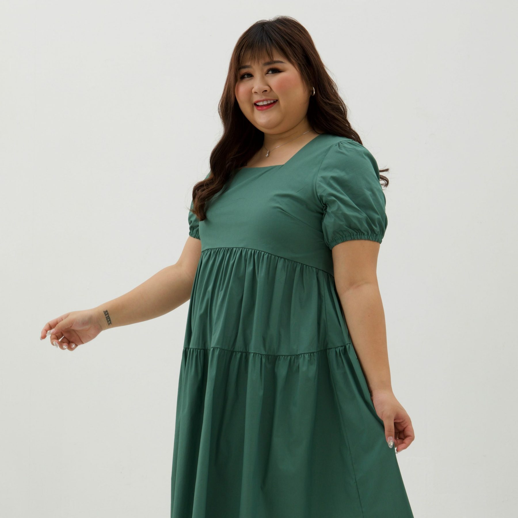 DAHLIA ALPHINE DRESS – GREEN-Juneoesque-Plus Size Clothing
